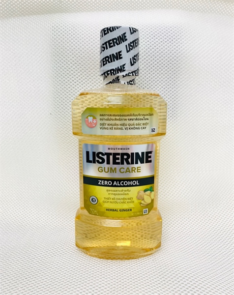 LISTERINE GUM CARE ZERO ALCOHOL Nước súc miệng không cồn diệt khuẩn vị gừng thảo mộc không cay 750ml