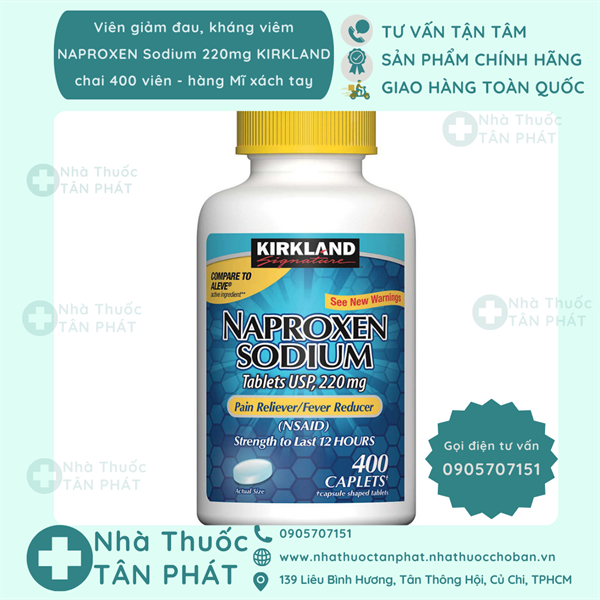 NAPROXEN Sodium 220mg KIRKLAND chai 400 viên - hàng Mĩ xách tay