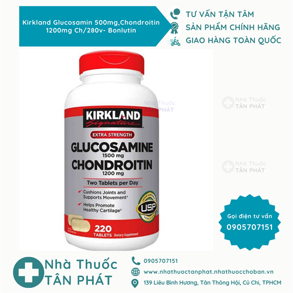 Kirkland Glucosamin 500mg Ch/280v - Chondroitin 1200mg, Bonlutin