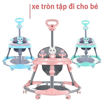 Xe tròn tập đi có cán đẩy