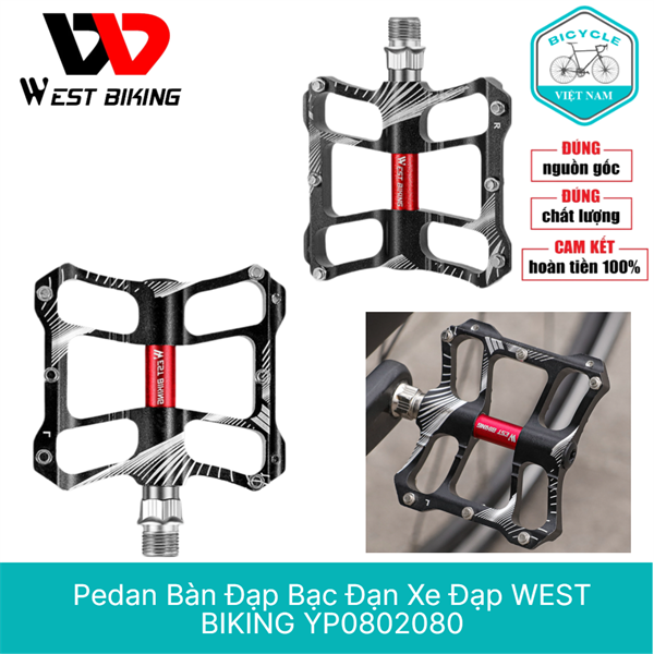 Pedan Bàn Đạp Bạc Đạn Xe Đạp WEST BIKING – Nhôm + Trục Thép, 2 Vòng Bi Siêu Nhẹ