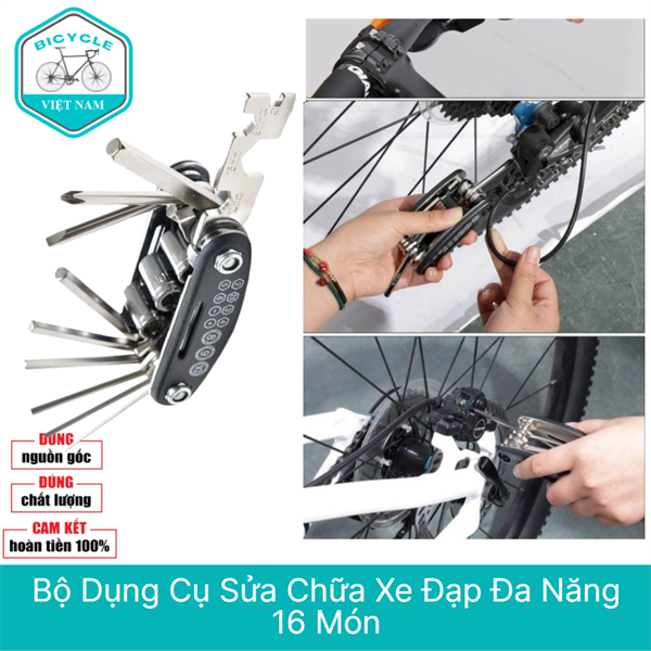 Bộ Dụng Cụ Sửa Chữa Đa Năng Xe Đạp 16 Món – Tiện Lợi, Gọn Nhẹ, Dễ Sử Dụng