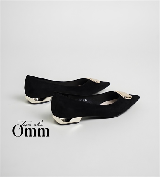 OH225 Giày bệt 2cm da lộn hoạ tiết