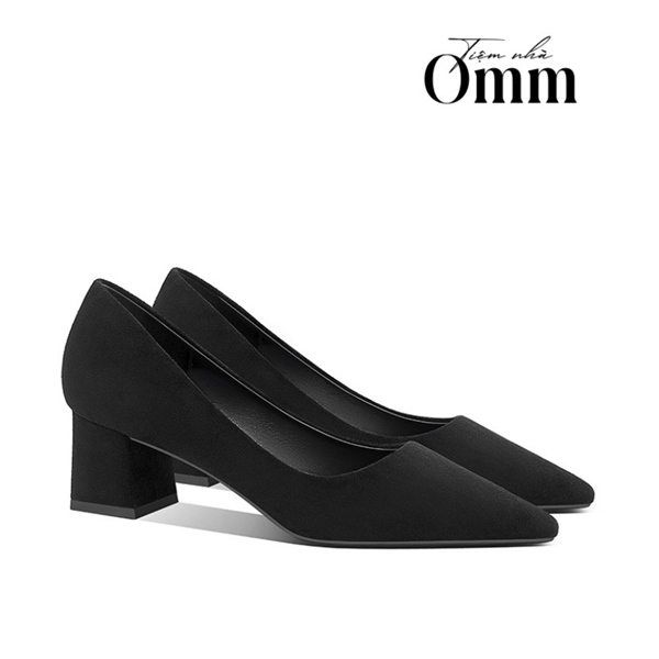 OH195 Giày da lộn gót vuông