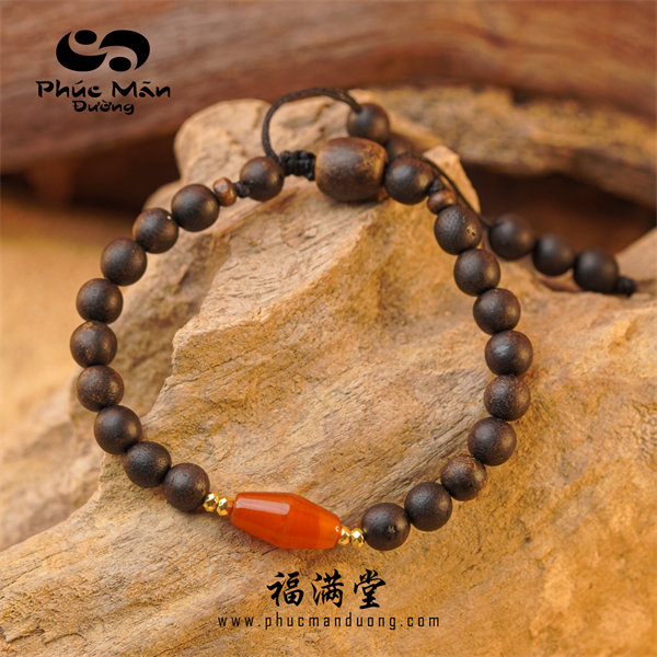 Vòng Tay Trầm Philip Phối Mã Não Đỏ