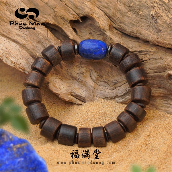 Vòng Trầm Hương Rục Philip Phối Đá Lapis Lazuli