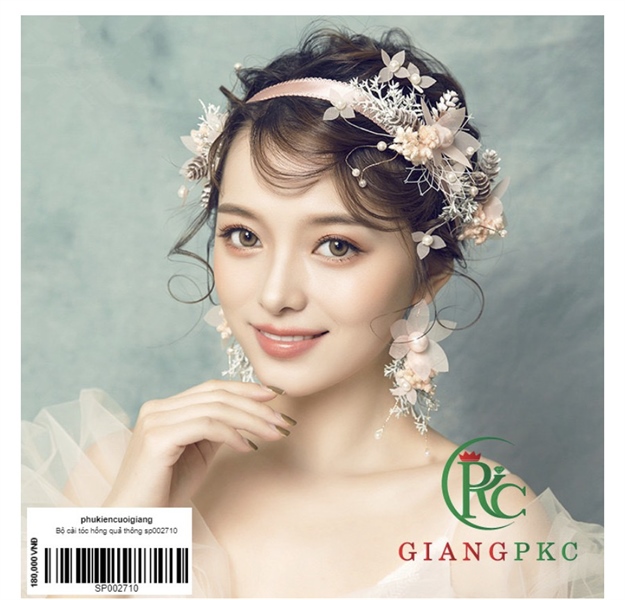 Bộ cài tóc hồng quả thông dễ thương mới Giangpkc