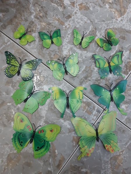 Bộ bướm cài tóc 12 con màu xanh lá