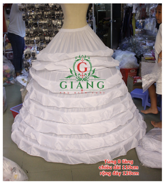 Tùng phồng áo cưới cho váy vi tính nặng 8 tầng thép