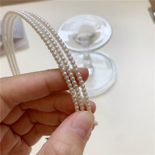 Băng đô cài tóc hạt trai 3 đường hạt Giangpkc
