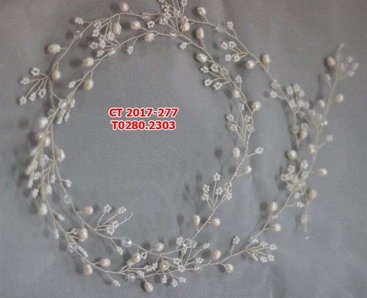 Dây cài tóc pha lê điểm hạt trai nhỏ dài 1m GIANGPKC