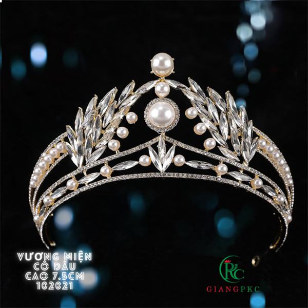[HCM] Vương miện cô dâu 7cm đá hạt trai Giangpkc S221338