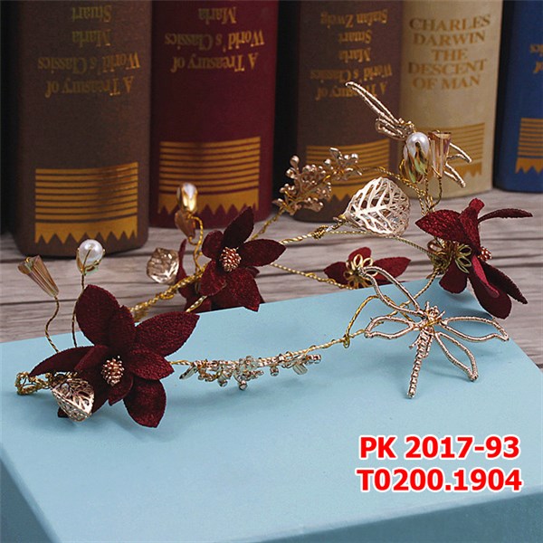Băng đô hoa nhung đỏ bướm cao cấp