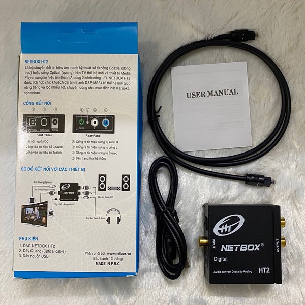 Box chuyển đổi OPTICAL sang AUDIO AV kèm cáp Optical mỏng