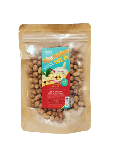 PQSG đậu phộng sấy tỏi ớt túi zipper 180gr - Garlic chilli roasted peanut