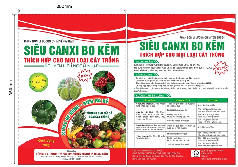 Phân bón vi lượng Chim Yến GREEN (CANXI BO) đỏ