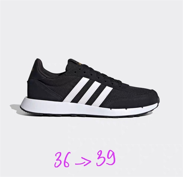 Giày thể thao nữ Adidas đen vạch trắng đế trắng