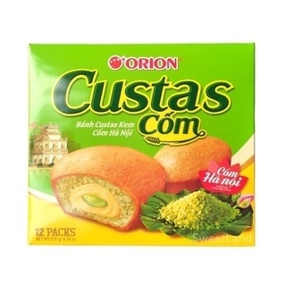 Bánh Kem Trứng Custas Orion Cốm Hà Nội Hộp Lớn 12 Cái