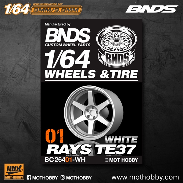 Bánh xe 1/64 BNDS 9,8mm Code BC26401-WH
