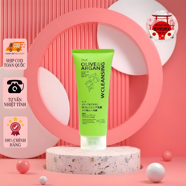 Sữa Rửa Mặt Tẩy Trang Kumano Deve Dầu Olive & Argan 130g