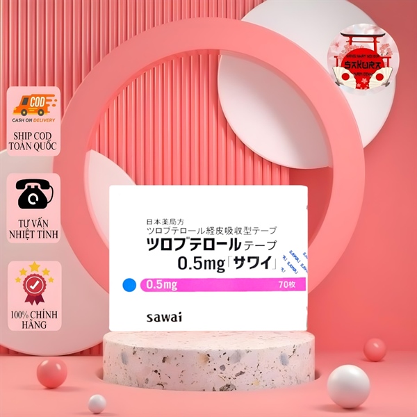 Miếng dán ho bệnh viện Sawai cho bé 6 tháng đến 3 tuổi 0,5mg