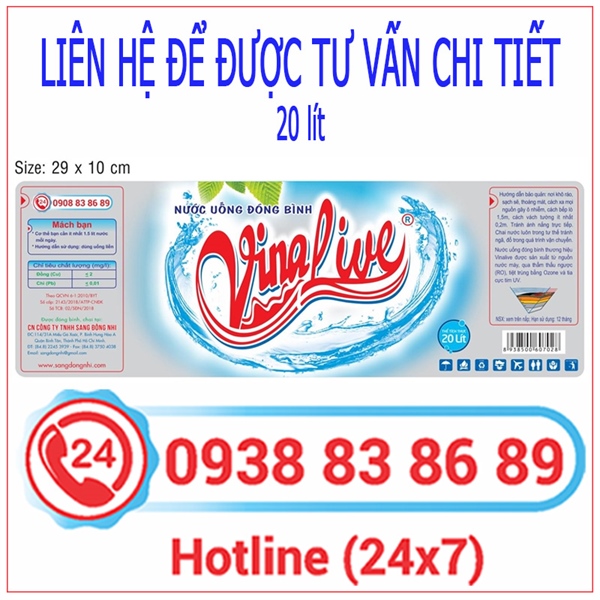 Nhãn bình decal nhựa 20L