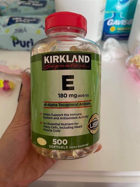 Vitamin E Thiên Nhiên 400 I.U Kirkland Signature 500 Viên (Nắp Đỏ) - Date 6/29