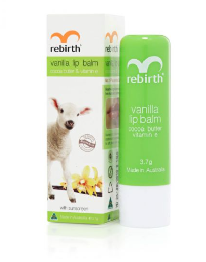 Son Dưỡng Môi Nhau Thai Cừu Rebirth 3.7g : xanh: vitamin e + vanilla