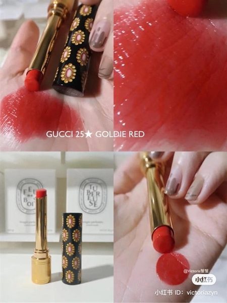 Son Gucci 25 Rouge De Beauté Brillant - Goldie Red Đỏ Tươi