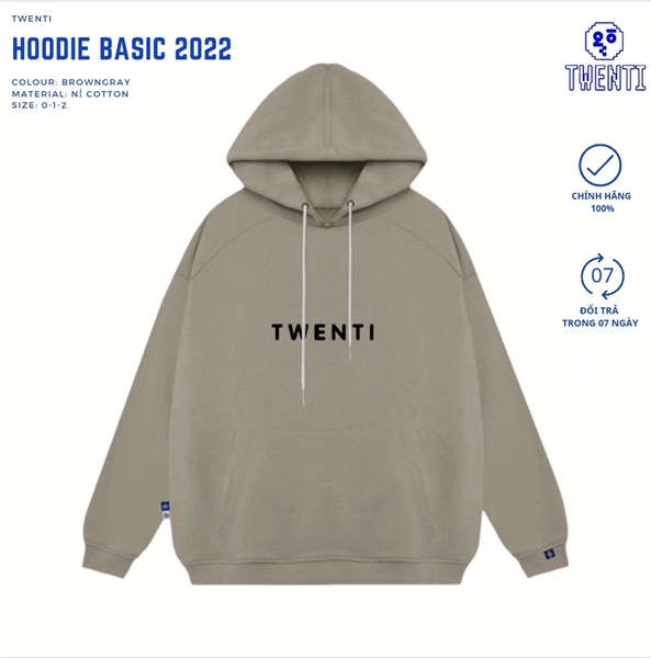 HOODIE IN NỔI TWENTI - NÂU RÊU - 1