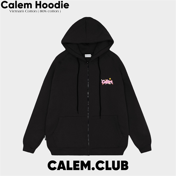 HOODIE ZIP CALEM BUBBLE - ĐEN - M