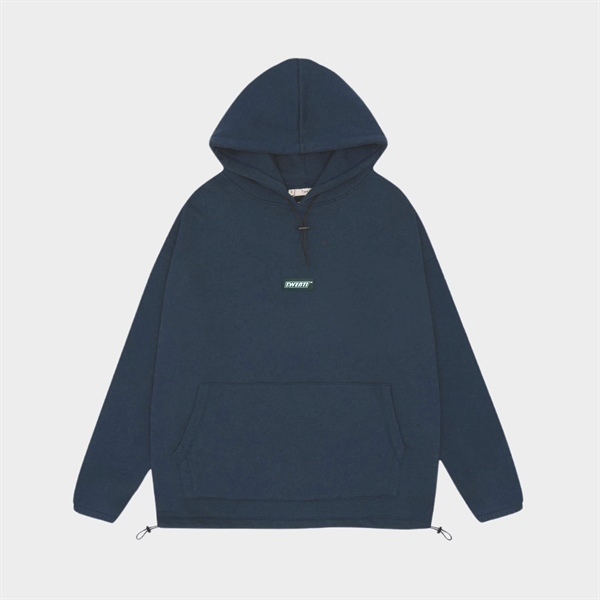 HOODIE TRƠN DÂY RÚT TWENTI LOGO - XANH ĐEN - 0