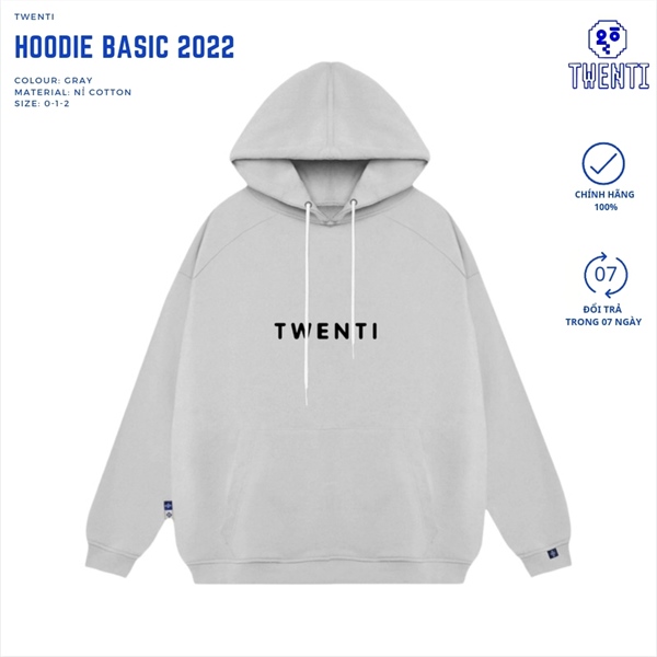 HOODIE IN NỔI TWENTI - XÁM - 1