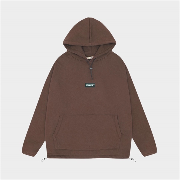 HOODIE TRƠN DÂY RÚT TWENTI LOGO - NÂU CHOCO - 1