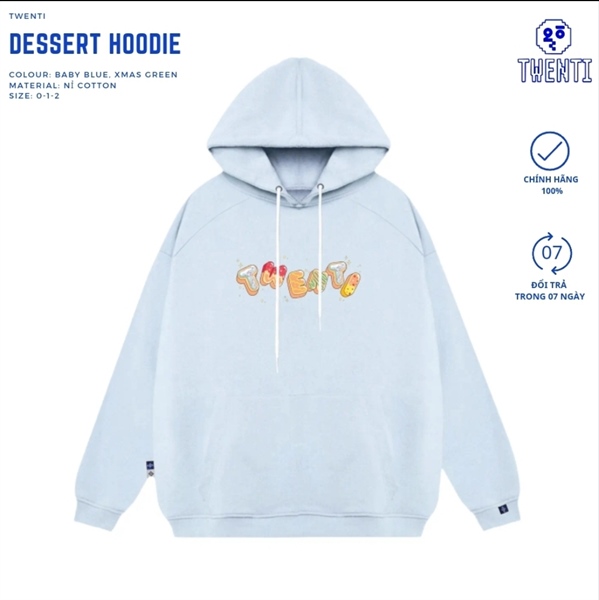 HOODIE TWENTI BÁNH KẸO - XANH BIỂN NHẠT - 1