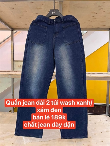 JEAN DÀI CALEM 2 TÚI - WASH XANH - M