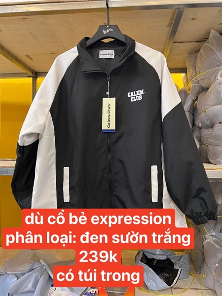 DÙ CALEM CỔ BẺ EXPRESSION - ĐEN SƯỜN TRẮNG - L