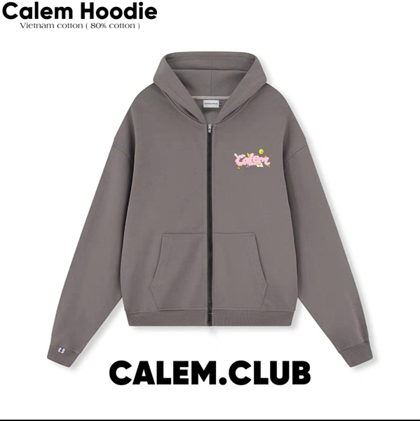 HOODIE ZIP CALEM BUBBLE - NÂU XÁM - L