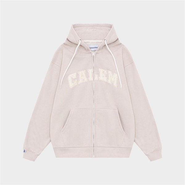 HOODIE ZIP CALEM THÊU CREAMY - TRÀ SỮA - M
