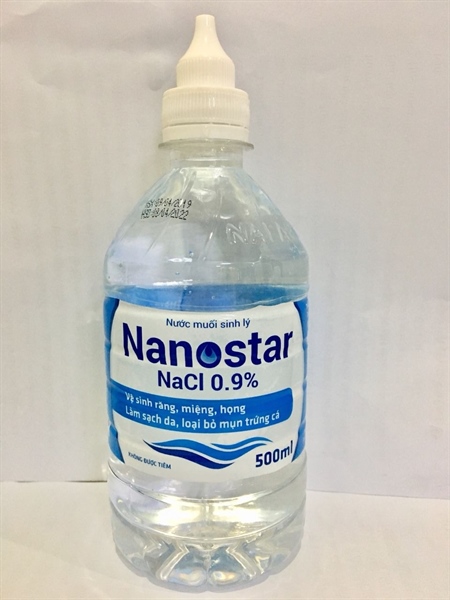 Nước muối sinh lý Natri Clorid 0.9% NANOSTAR dành cho bé từ 6 tuổi - người lớn