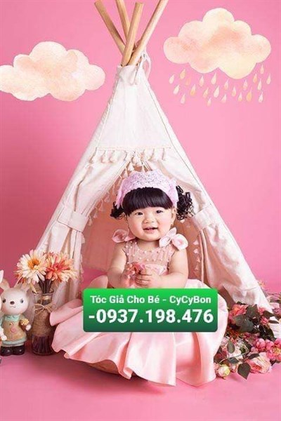 Băng Đô Tóc Giả Bông Hồng -Kèm Tóc Mái Giả