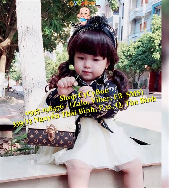 Bộ Đầu Tóc Giả Uốn Cột 2 Bên Cho Bé Gái