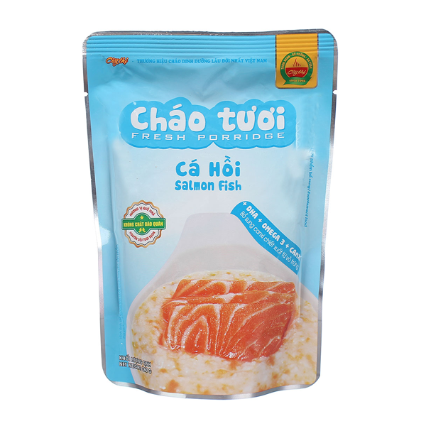 Cháo tươi Cây Thị cá hồi túi 260g/ cá hồi rong biển 240g 7M+