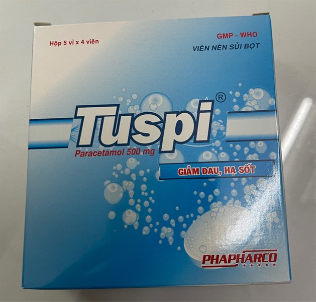 Tuspi Paracetamol 500 mg viên nén sủi/H 20V