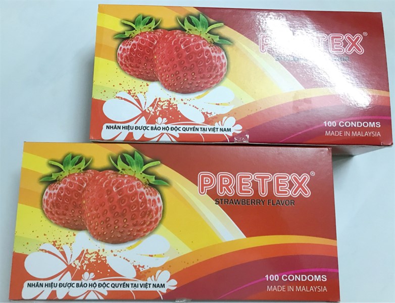 Bao cao su Pretex hương Dâu Malaysia/ H10 hộp nhỏ/ H10 cái