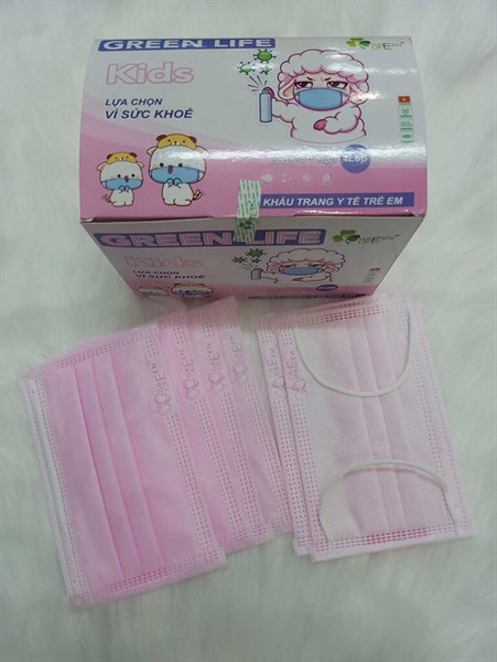 Khẩu trang y tế 4 lớp em bé Green Life kid màu Hồng/H50c