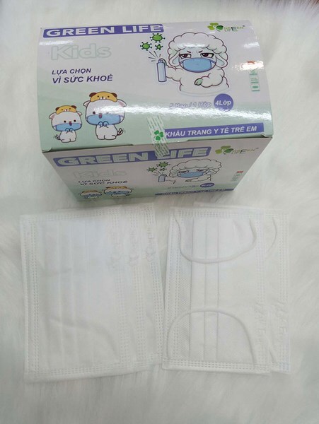 Khẩu trang y tế 4 lớp em bé Green Life kid màu Trắng/H50c