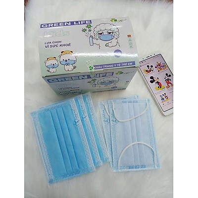 Khẩu trang y tế 4 lớp em bé Green Life kid màu Xanh/H50c