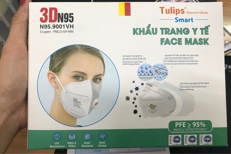 Khẩu trang 3D N95 Tulips/ H20c