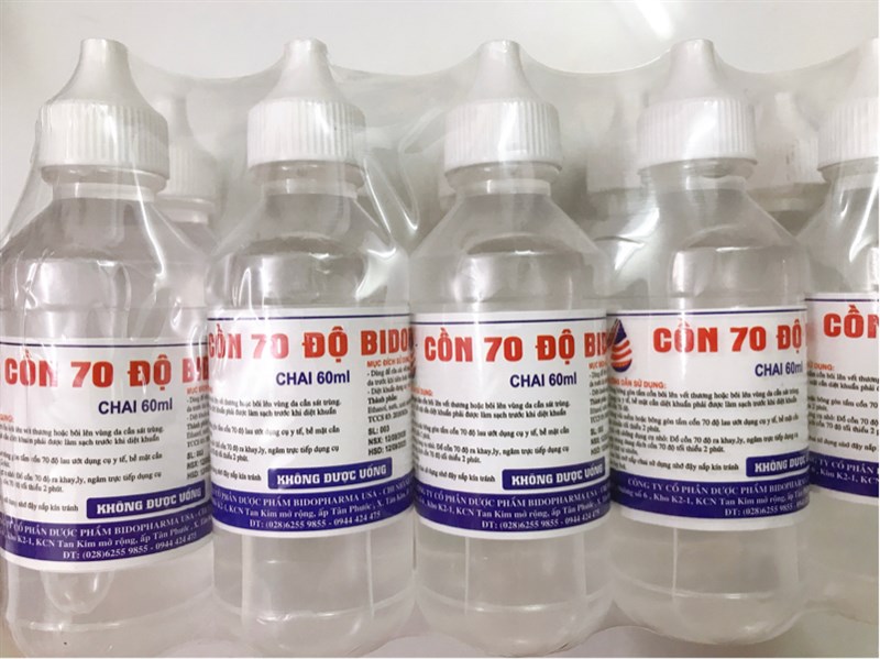 Cồn 70 độ Bidopharm/C60ml/ Lốc 10c